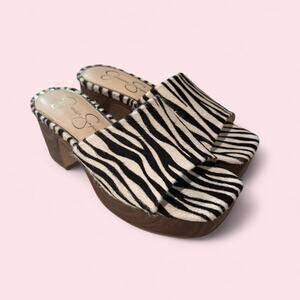 Jessica Simpson Zebra Print Platform Sandals Y2K Style Abstract Quirky Funky 6